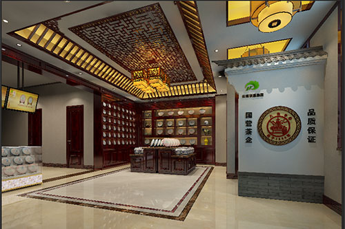润州古朴典雅的中式茶叶店大堂设计效果图